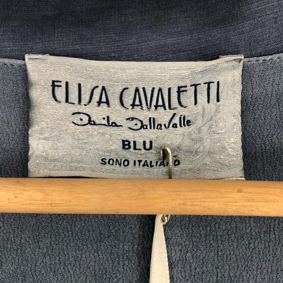 ELISA CAVALETTI Slate Blue Slouchy Jersey Buttoned Long Overcoat NWT crepe SP - Picture 6 of 16